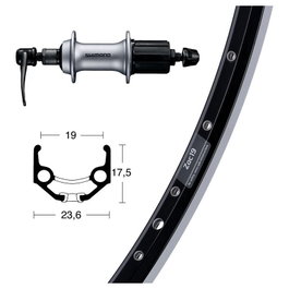 Winora RYDE ZAC 19 Rueda Trasera 28x1.75 36 Agujeros Shimano Acera T3000 8V Aluminio Negro/Plata