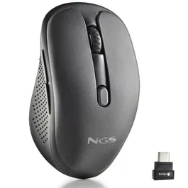 NGS Evo Jot Ratón Inalámbrico Multidispositivo Bluetooth 5.1/2.4GHz, Batería Recargable, Botones Silenciosos, Hasta 1600 DPI, Negro