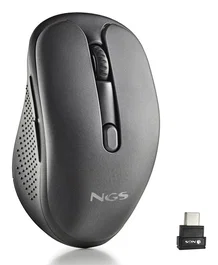NGS Ratón Inalámbrico EVO JOT - RF 2.4GHz + Bluetooth 5.1 para 3 Dispositivos, Botones Silenciosos, 1600 DPI, Recargable, Diseño para Diestros, Negro