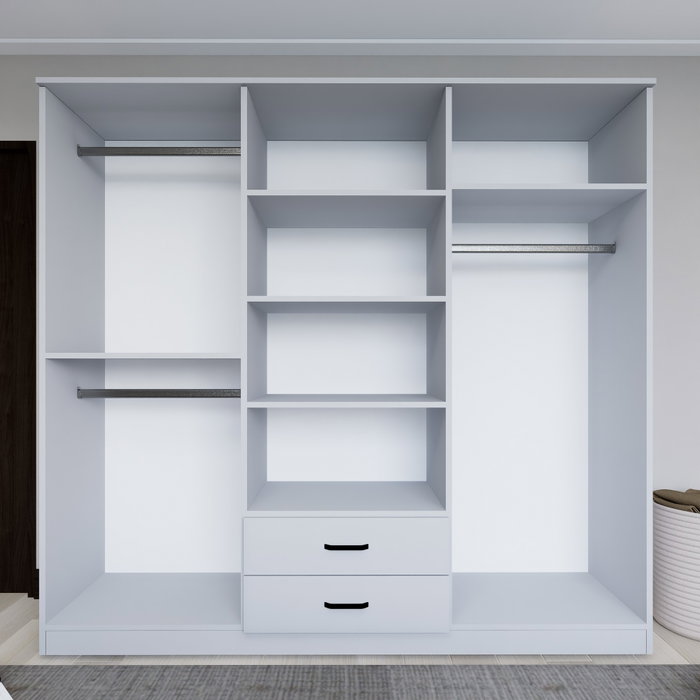 Hanah Home Armario Blanco Mate 1600-63, 180x190x45cm, Múltiples Estantes, Material Melamina 18mm