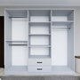 Hanah Home Armario Blanco Mate 1600-63, 180x190x45cm, Múltiples Estantes, Material Melamina 18mm