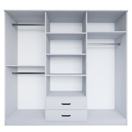 Hanah Home Armario Blanco Mate 1600-63, 180x190x45cm, Múltiples Estantes, Material Melamina 18mm