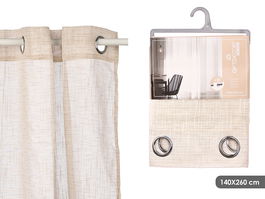 GIFTDECOR Cortina Beige con Rayas Marrón 140 x 260 cm (Set de 6)