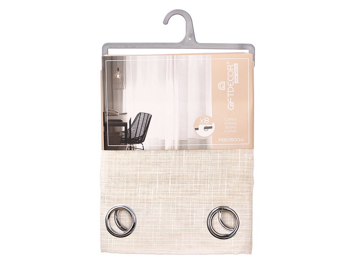 GIFTDECOR Cortina Beige con Rayas Marrón 140 x 260 cm (Set de 6)