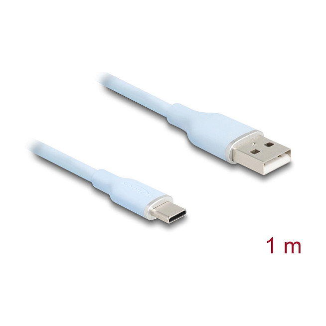 DeLOCK 81222 Cable USB Tipo-A a USB Tipo-C de 1 m Azul Silicona