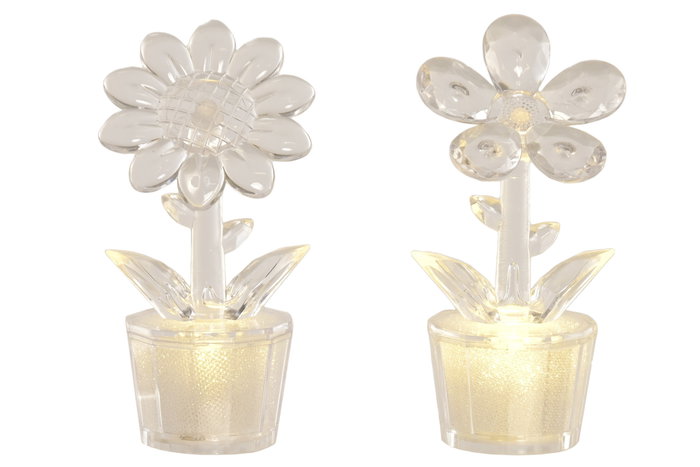 DKD Home Decor Decoracion Luminosa Basicos Flor Transparente 4 x 11 x 4 cm 12 Unidades