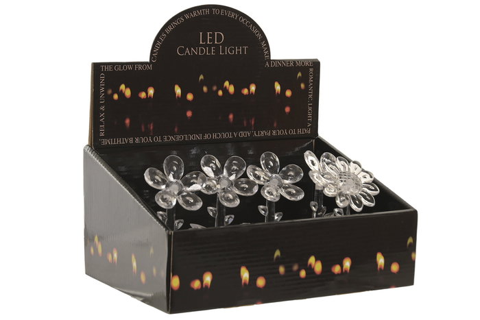 DKD Home Decor Decoracion Luminosa Basicos Flor Transparente 4 x 11 x 4 cm 12 Unidades