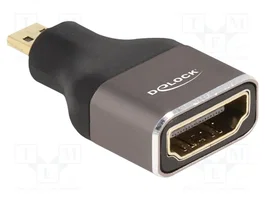 DeLOCK Adaptador HDMI Micro-D macho a HDMI A hembra 8K 60 Hz gris metal