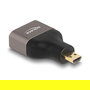 DeLOCK Adaptador HDMI Micro-D Macho a HDMI Hembra 8K 60 Hz, Color Gris Metal, Resolución 7680x4320