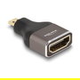 DeLOCK Adaptador HDMI Micro-D Macho a HDMI Hembra 8K 60 Hz, Color Gris Metal, Resolución 7680x4320