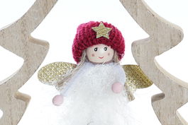 DKD Home Decor Figura Navidad Fantasia Burdeos Blanco 2.5 x 18 x 16 cm (6 Unidades)