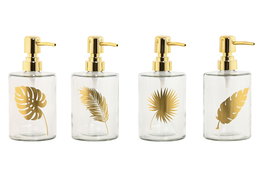 DKD Home Decor Dosificador Basicos Transparente Dorado Cristal ABS 8 x 18 x 10 cm (12 Unidades)