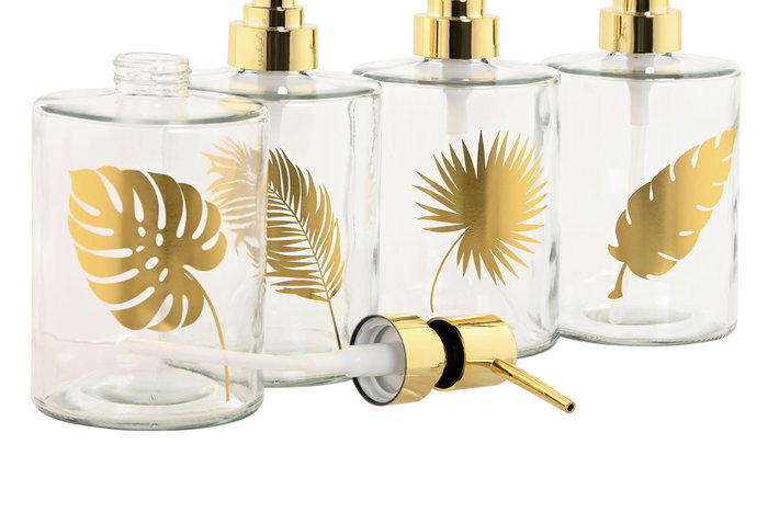 DKD Home Decor Dosificador Basicos Transparente Dorado Cristal ABS 8 x 18 x 10 cm (12 Unidades)