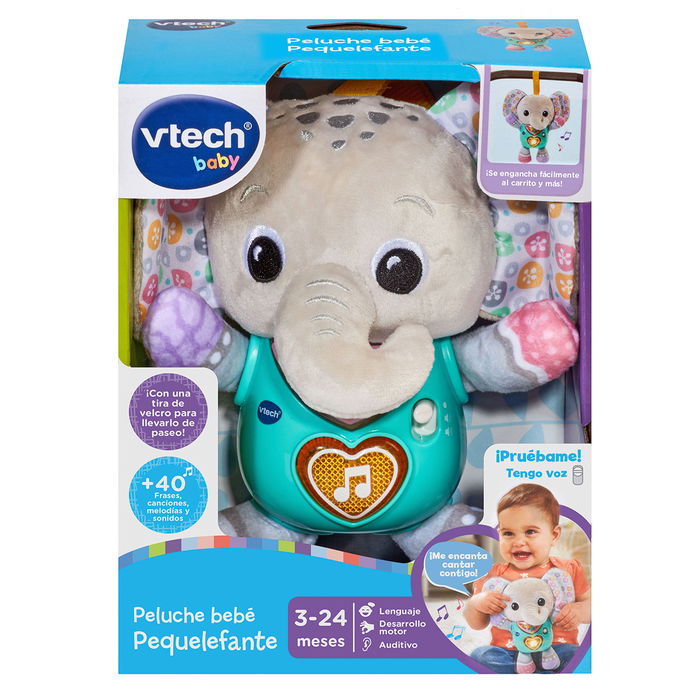 V-Tech Peluche Bebé Pequelefante 80-566722 Sonidos y Luces +3 Meses