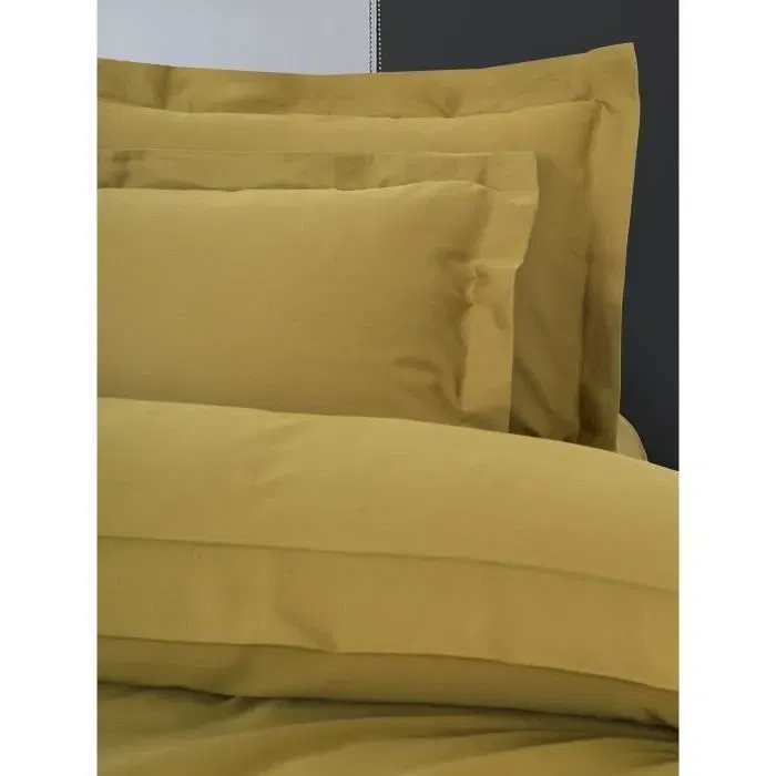 Juego de Cama 220x240 cm + 2 Fundas de Almohada 60x60 cm - 100% Algodón Satén - Mostaza