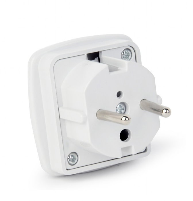 Gembird Adaptador de Enchufe, Adaptador Schuko para viaje de Reino Unido a UE/España/Europa, Convierte UK 3 Pin a EU 2 Pin, Adaptador Universal