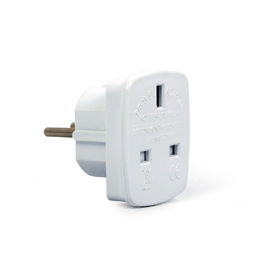 Gembird Adaptador de Enchufe, Adaptador Schuko para viaje de Reino Unido a UE/España/Europa, Convierte UK 3 Pin a EU 2 Pin, Adaptador Universal