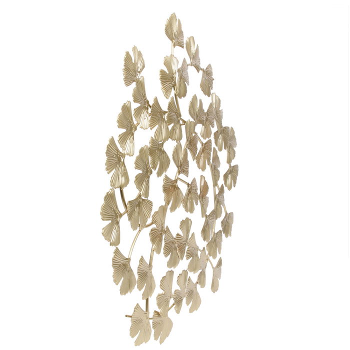 Home Deco Factory Mural Flores Metálico Ginkgo Mirage Decoración Pared d.48 cm