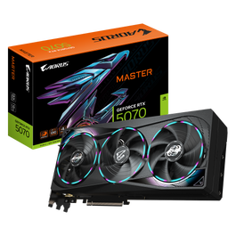 Gigabyte Tarjeta Gráfica AORUS GeForce RTX 5070 MASTER 12GB GDDR7 PCI-E 5.0 con Tecnología WINDFORCE 3X - GV-N5070AORUS M-12GD