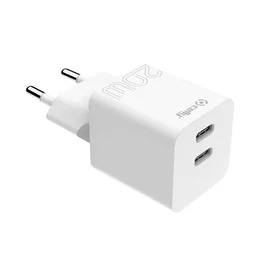 Celly TC2USBC20WWH Cargador de Pared USB-C 20W, 2 Puertos, Blanco, para Smartphone y Tableta