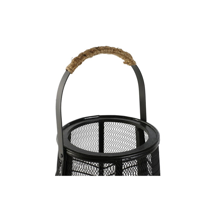DKD Home Decor Portavelas de Metal y Ratán Negro DKD Home Decor Portavelas de Metal y Ratán Negro