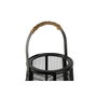 DKD Home Decor Portavelas de Metal y Ratán Negro