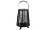 DKD Home Decor Portavela Colonial Negro Metal y Ratan 23 x 31.5 x 23 cm