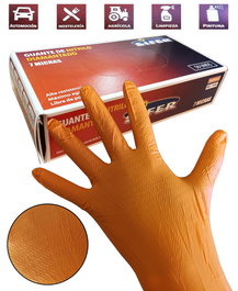 SIFER Guante de Nitrilo Diamantado Naranja T-S