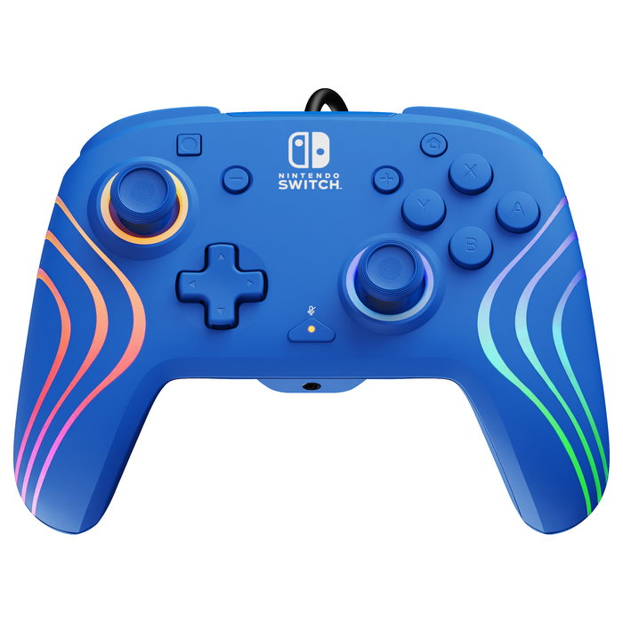 PDP Afterglow Wave Controlador Gamepad para Nintendo Switch y OLED, Con Retroiluminación LED Multicolor, Alámbrico, USB, Azul