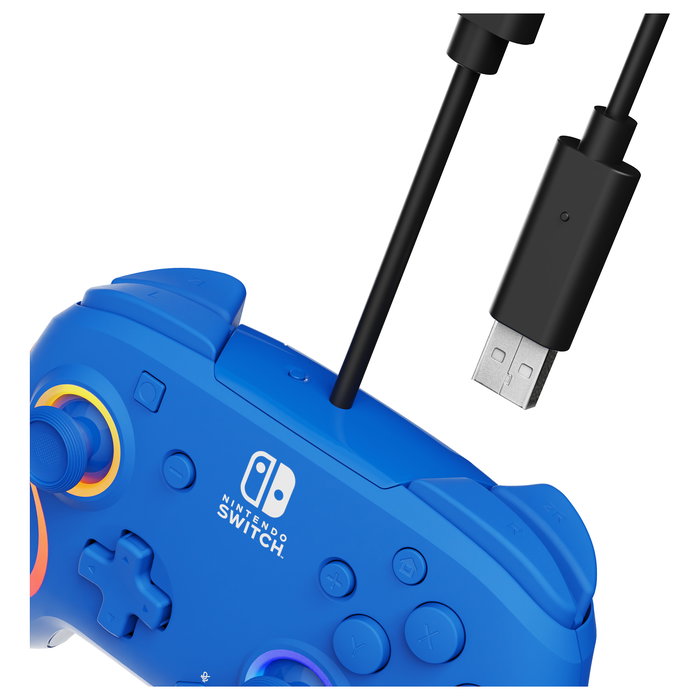 PDP Afterglow Wave Controlador Gamepad para Nintendo Switch y OLED, Con Retroiluminación LED Multicolor, Alámbrico, USB, Azul