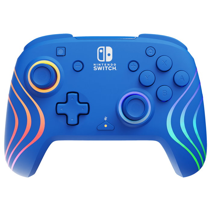 PDP Afterglow Wave Controlador Gamepad para Nintendo Switch y OLED, Con Retroiluminación LED Multicolor, Alámbrico, USB, Azul