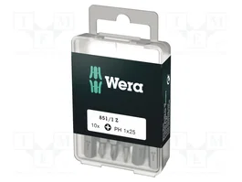 WERA Puntas de destornillador Phillips PH1 1/4 pulg. 25 mm (10 unidades)