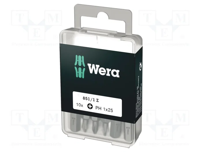 WERA Puntas de destornillador Phillips PH1 1/4 pulg. 25 mm (10 unidades) WERA Puntas de destornillador Phillips PH1 1/4 pulg. 25 mm (10 unidades)