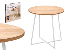 Giftdecor Mesa Auxiliar 40 cm Patas Blancas Madera y Metal Color Natural y Blanco 40x40x40 cm (Set de 6)