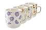 DKD Home Decor Taza Flores Shengda Urban Multicolor Blanco Porcelana 380ml 8.5 x 10 x 12 cm Apto Microondas y Lavavajillas