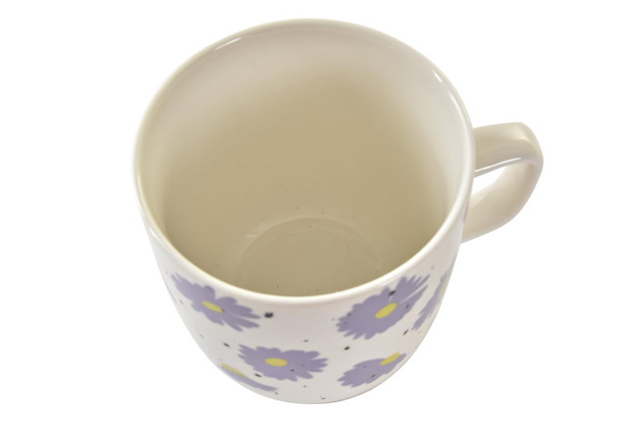 DKD Home Decor Taza Flores Shengda Urban Multicolor Blanco Porcelana 380ml 8.5 x 10 x 12 cm Apto Microondas y Lavavajillas