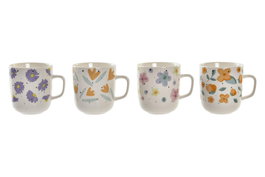 DKD Home Decor Tazas de Porcelana Flores Shengda Surtidas 380ml