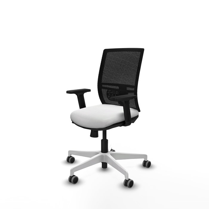 PIQUERAS Y CRESPO Silla de oficina Yunquera con mecanismo Sincro/Traslack, Blanco/Negro