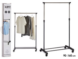 Kipit Perchero Sencillo Metal Negro/Plata con Ruedas 12.5 x 76 x 5 cm (Set de 6)