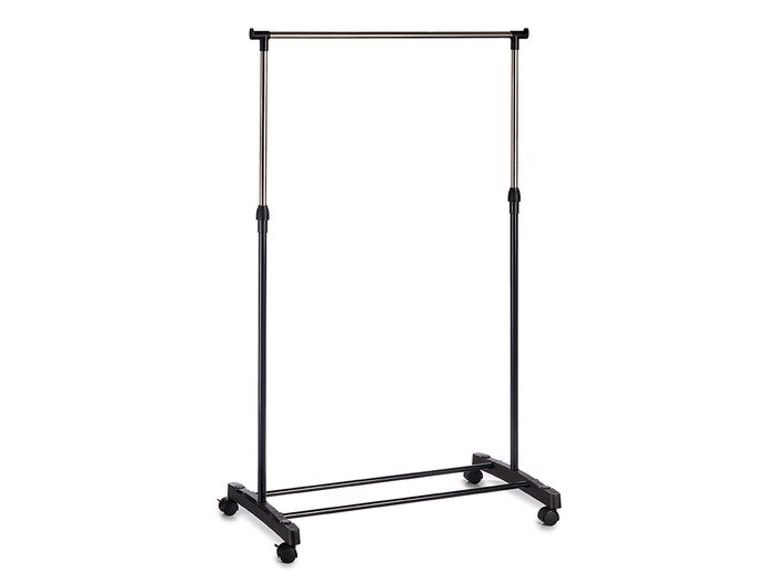 Kipit Perchero Sencillo Metal Negro/Plata con Ruedas 12.5 x 76 x 5 cm (Set de 6)