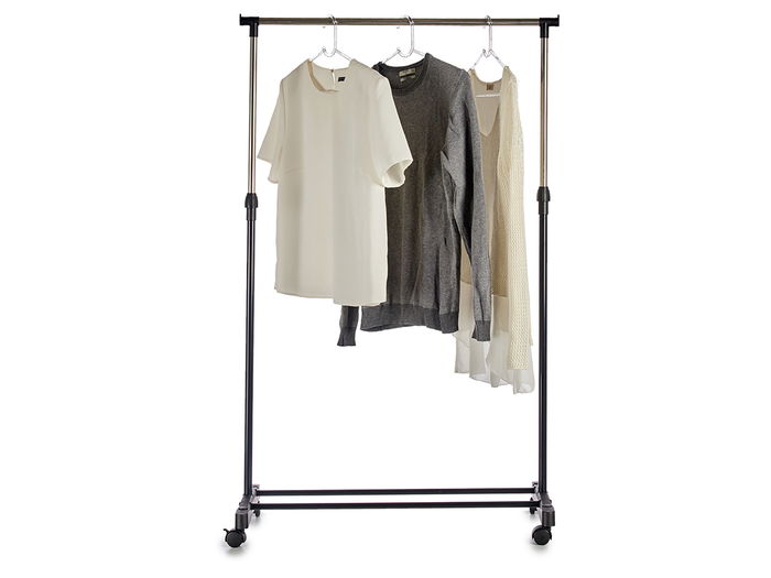 Kipit Perchero Sencillo Metal Negro/Plata con Ruedas 12.5 x 76 x 5 cm (Set de 6)