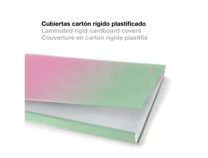 Miquelrius Cuaderno Espiral A4 80 Hojas Cuadro 5 mm Gramaje 90 g con Diseño Gradient Rosa Verde Menta