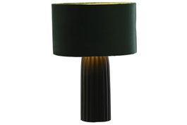 DKD Home Decor Lámpara de sobremesa de aluminio y terciopelo Verde y Negro