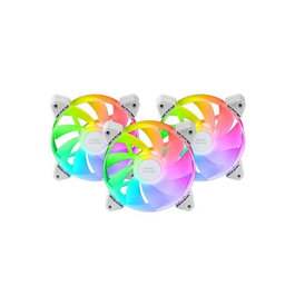 Mars Gaming MF-3AR Kit de 3 Ventiladores Reversed ARGB 120mm Blanco - Aspas Invertidas, Iluminación ARGB 360°, Tecnología FDB, 39 CFM, 1100 RPM, 3-Pin, Incluye Tornillos