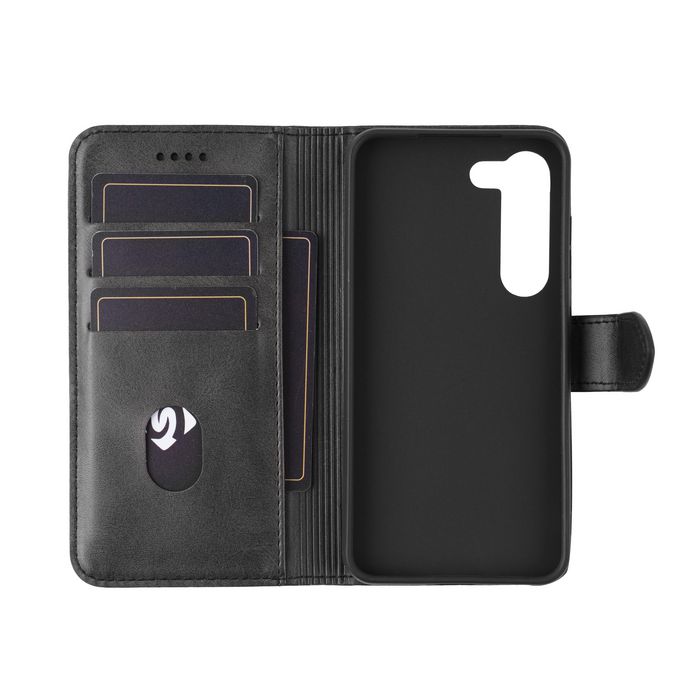 eSTUFF Funda Wallet con Ranuras y Soporte para Samsung Galaxy S25 - Cuero PU Negro
