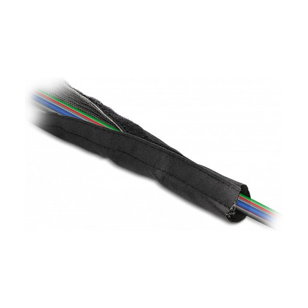 DeLOCK Funda trenzada de protección EMI con cierre de gancho y bucle, 1 m x 20 mm, Negro