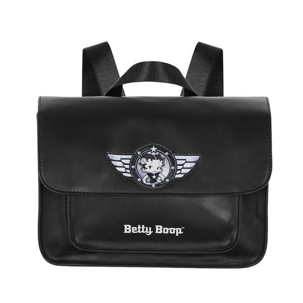 Betty Boop Bolso-Mochila Satchel Motor Love Negro PVC 27 x11,5 x20 cm