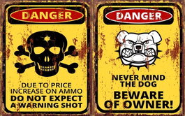 DKD Home Decor Decoración de Pared Metal 20x1x25 DANGER Surtido de 2