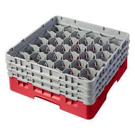 CAMBRO Cesta de lavado 30 comp. 3 alturas Rojo