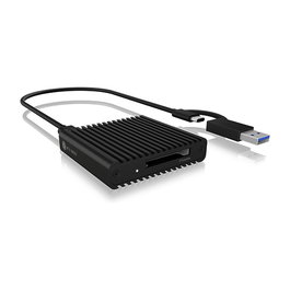 ICY BOX IB-CR404-C31 Lector de tarjetas CFexpress USB 3.2 Gen 2 Tipo B, CFast 2.0, Aluminio, 10000 Mbit/s, Negro, Plug and Play, para Windows, macOS, ChromeOS